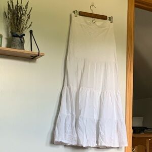 Mododoc White Cotton Maxi Skirt